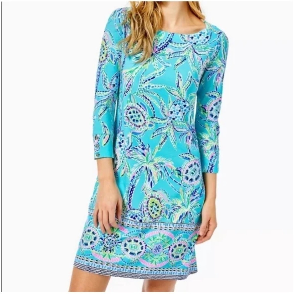 Lilly Pulitzer UPS 50+ Sophie dress in Bermuda blue turtle season large NWT